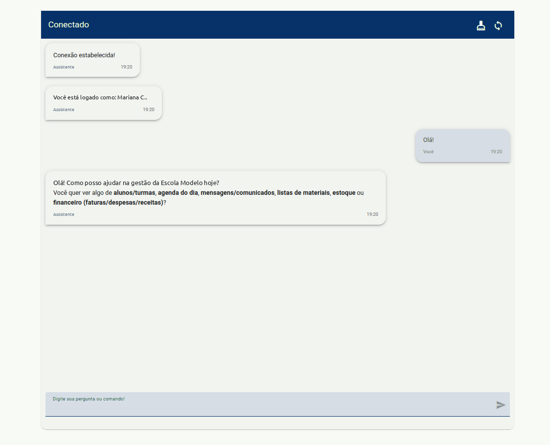 Conversa com o assistente de inteligência artificial
